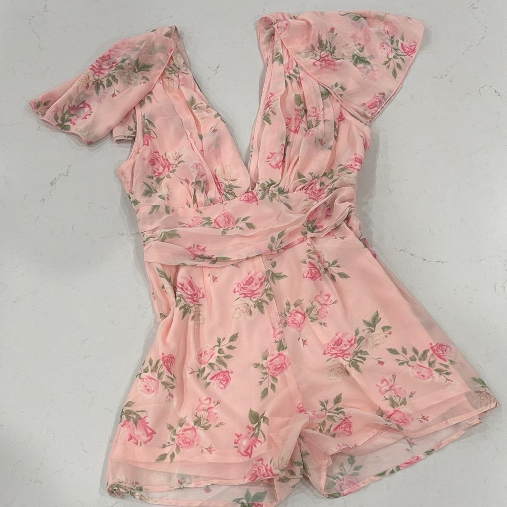 Missguided+ Pink Floral Plunge Romper